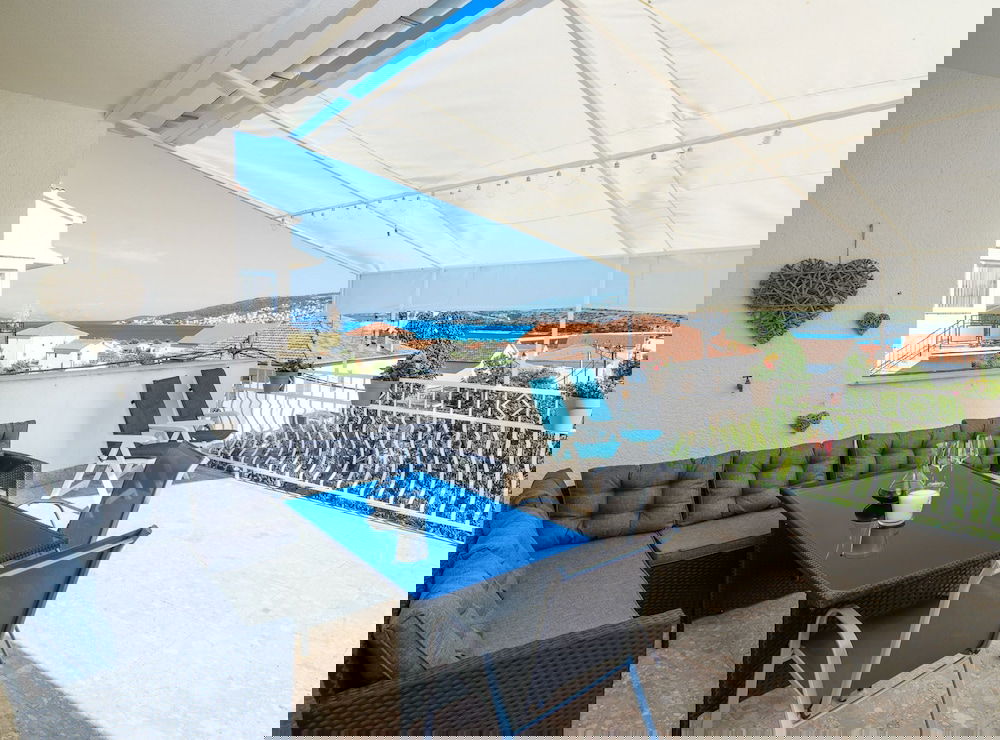 Modern Apartment Near Trogir Beach With Sea View Terrace and Lounge Area