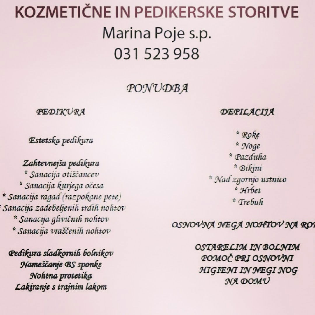 Kozmetične in pedikerske storitve Marina Poje s.p.