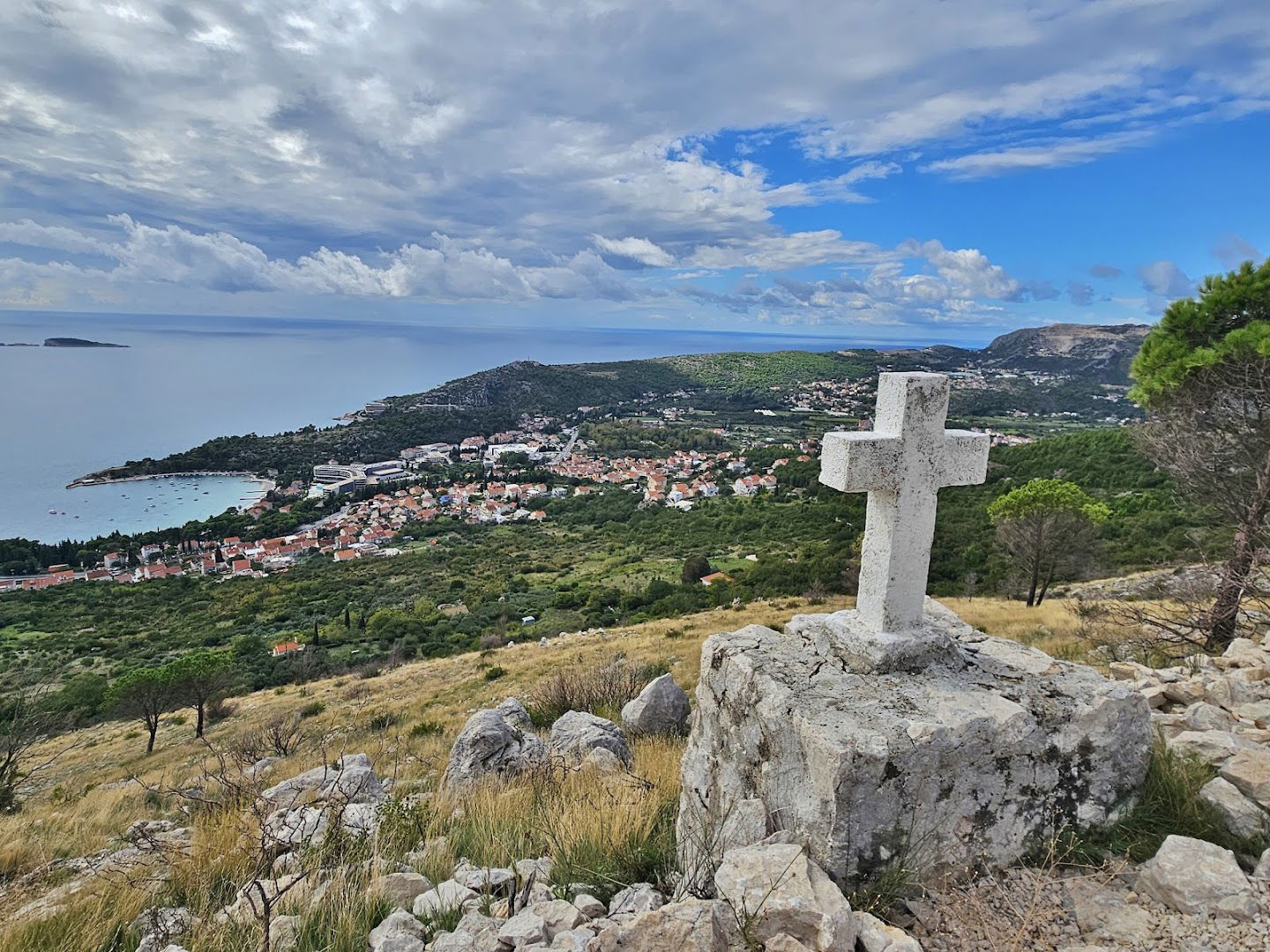 White cross on the mountain