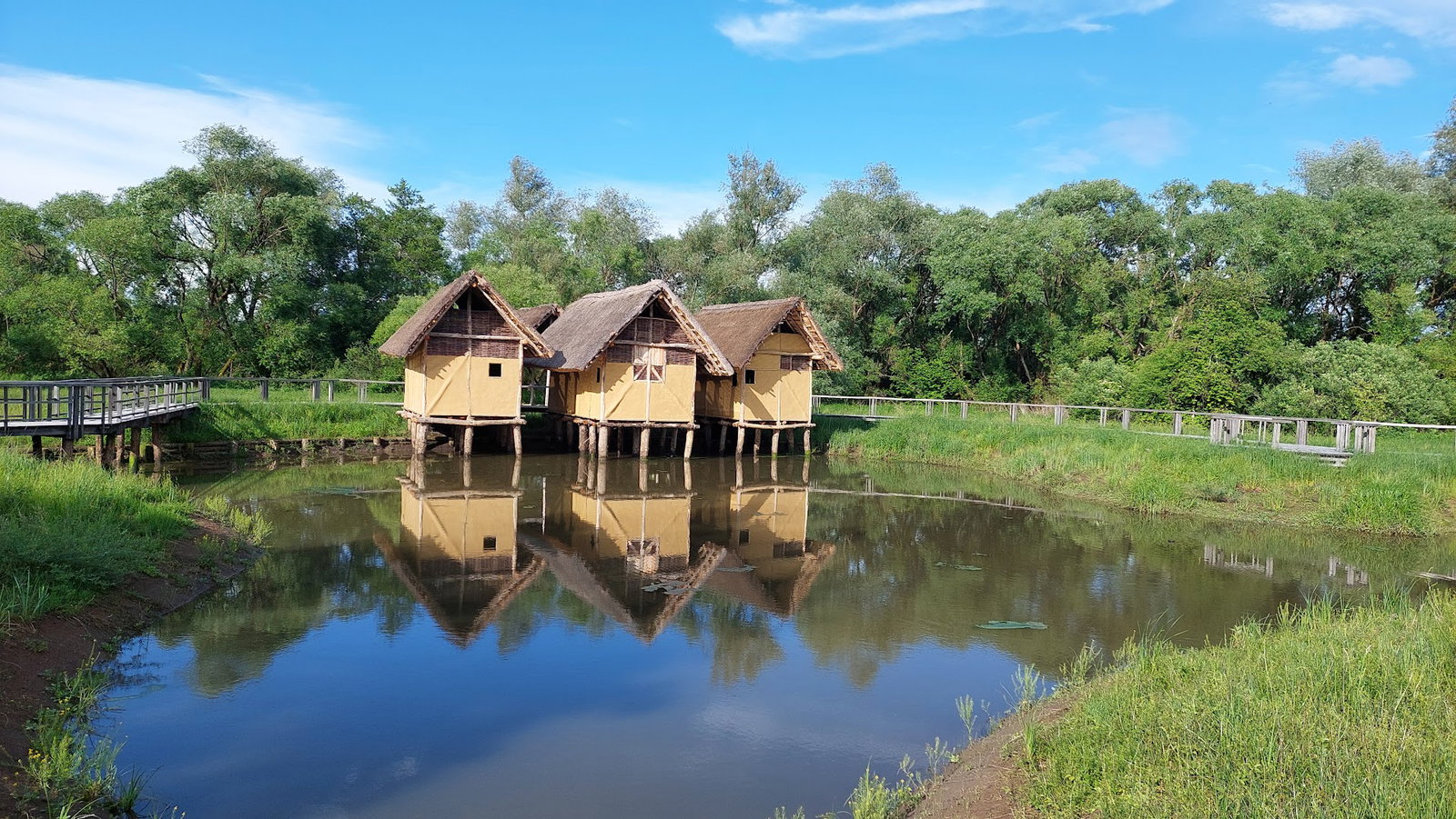 reconstrucion of prehistoric bog dwelling