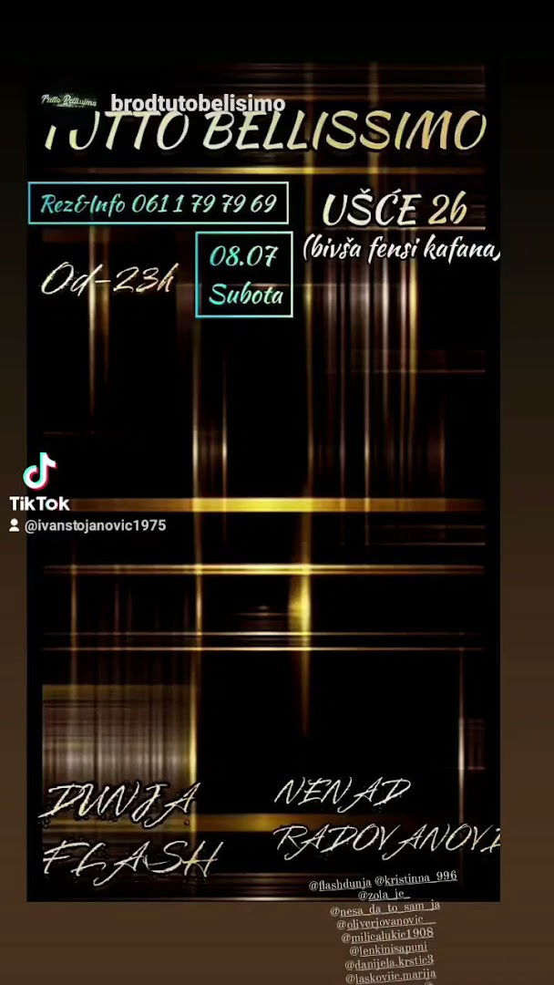 Brod TUTTO BELLISSIMO "Kafana Dobre Muzike "22.30-05h