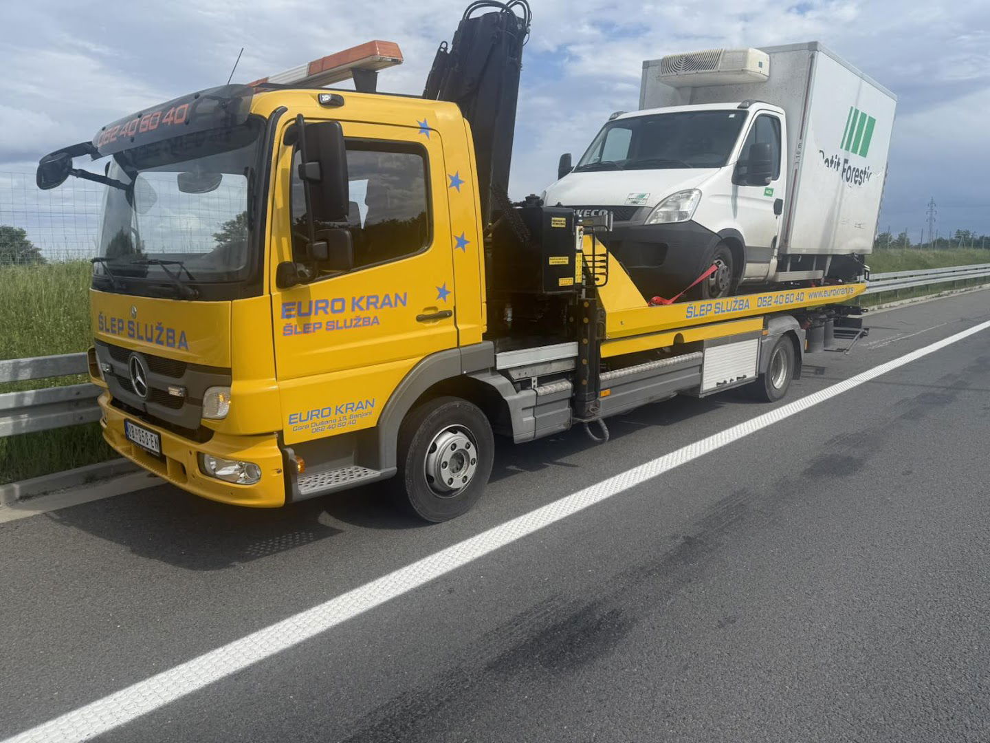 Eurokran - Šlep služba Ub, Srbija, autoput Miloš Veliki, radovi sa kranom