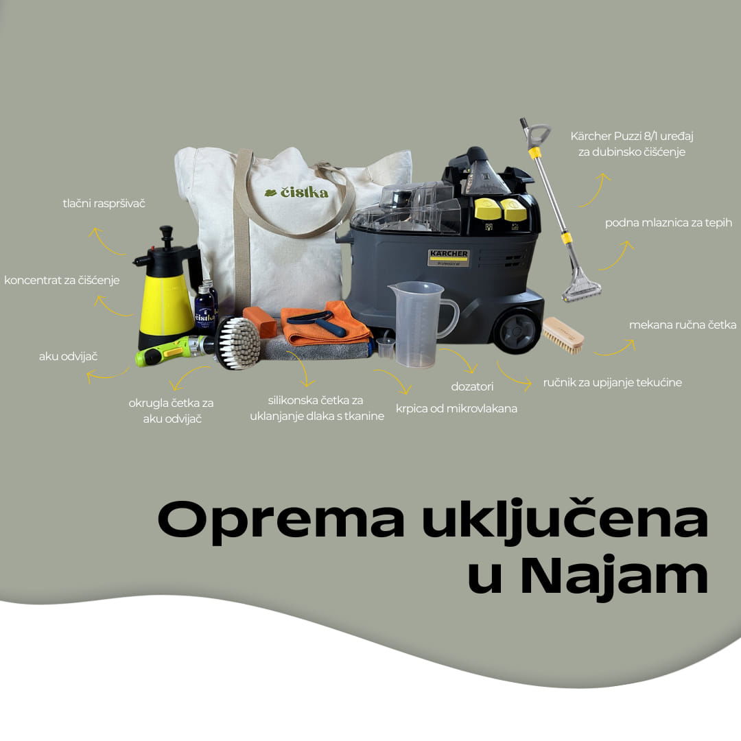 Čistka.hr - Zagreb Istok - Maksimir - Najam uređaja za dubinsko čišćenje namještaja