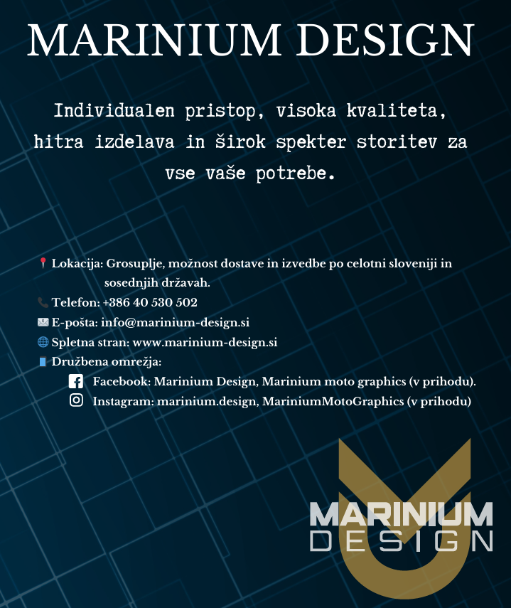 Marinium design, tisk in izdelava nalepk Urban Upelj s.p.